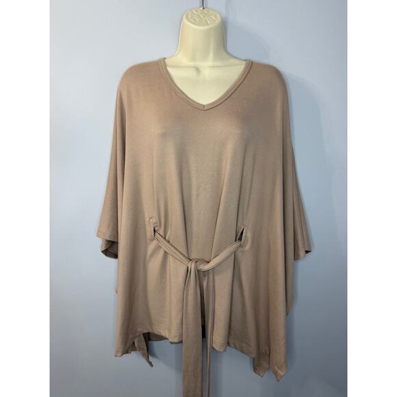 Softies Ultra Dream Belted Shawl Top Taupe Soft Relax Lightweight O/S New - Picture 1 of 15